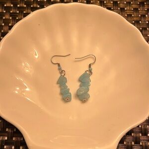 Handmade Dangle Earrings with Gemstone Chips